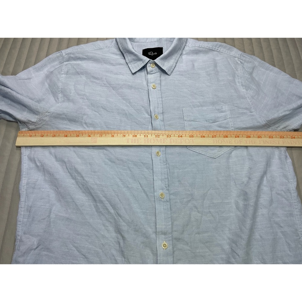 Rails Linen Blend Long Sleeve Button Down Shirt Mens XL Casual Pocket Light Blue - Picture 7 of 9
